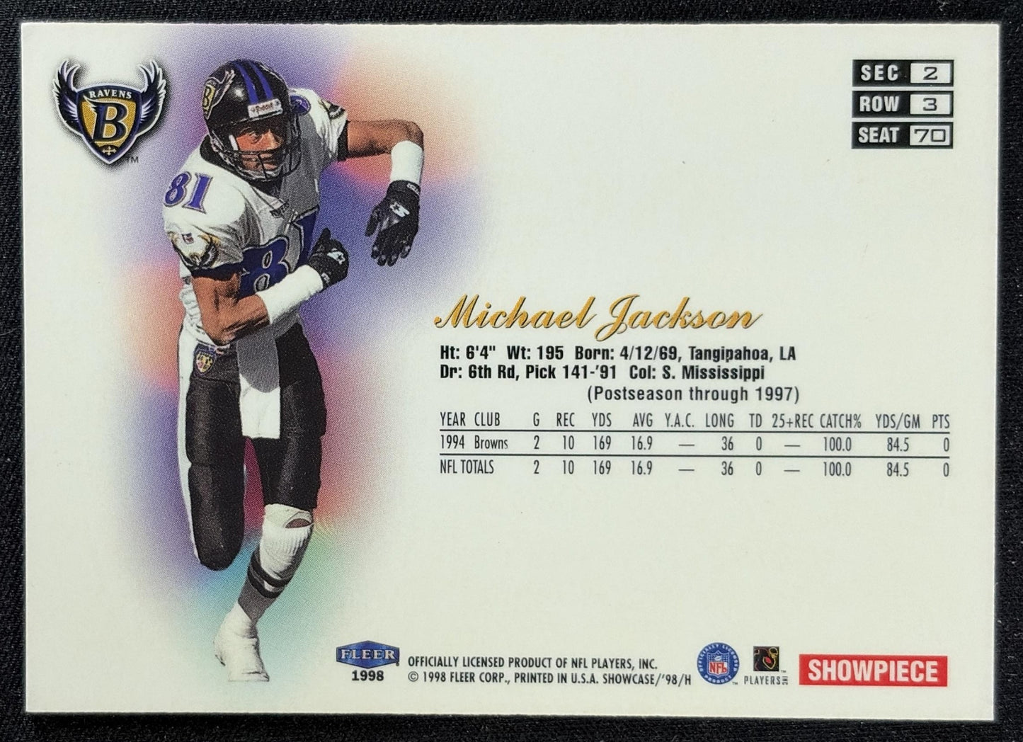 Michael Jackson 1998 Fleer Flair Showcase Row 3 Ravens