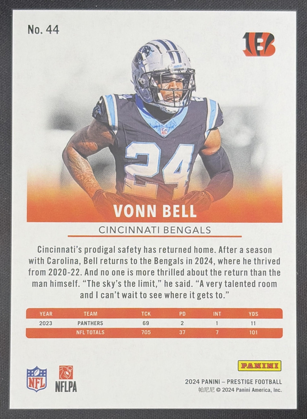 Vonn Bell 2024 Panini Prestige Green Premium Xtra Points /199 Bengals Sports Trading Card