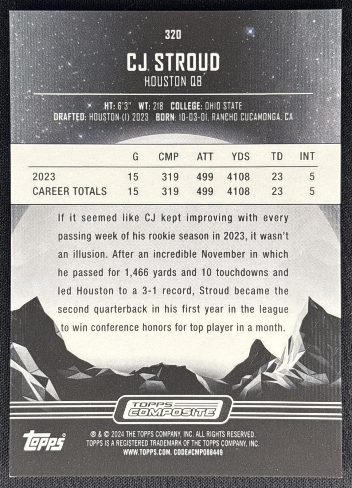 CJ Stroud 2023 Topps Composite Texans back