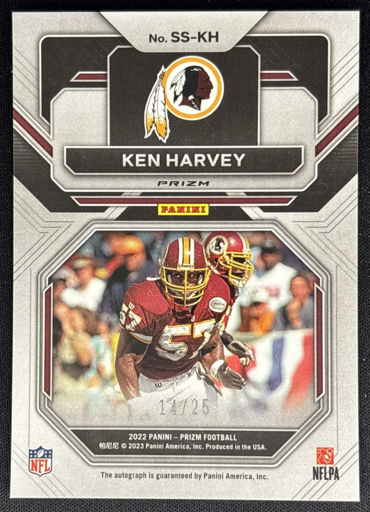 Ken Harvey 2022 Panini Prizm Sensational Signatures Navy Camo /25 Redskins Commanders Sports Trading Cards