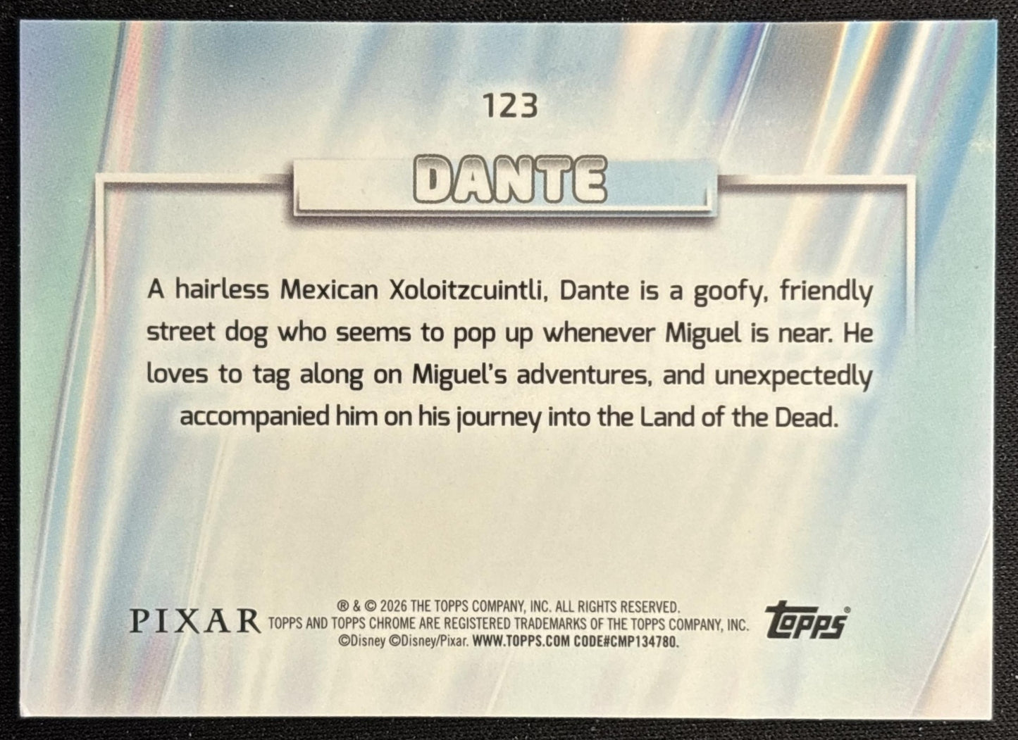Dante 2026 Topps Chrome Disney Coco back
