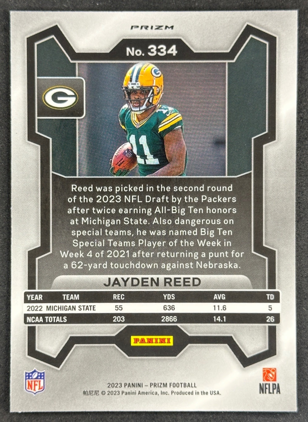 Jayden Reed 2023 Prizm Red White and Blue Packers