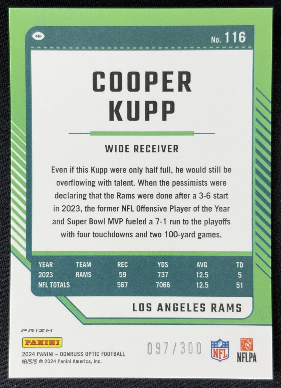 Cooper Kupp 2024 Panini Donruss Optic Wave /300 Rams