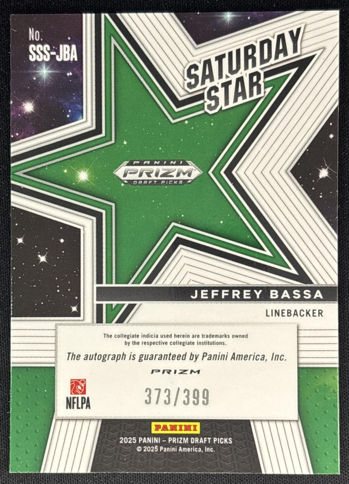 Jeffrey Bassa 2025 Prizm Draft Picks Saturday Star Signatures Red /399 Ducks back