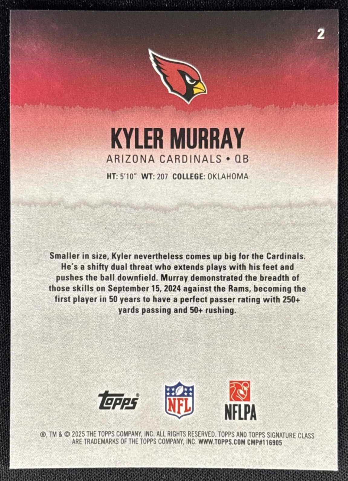 Kyler Murray 2025 Topps Signature Class Chrome Veteran Cardinals Sports Trading Cards