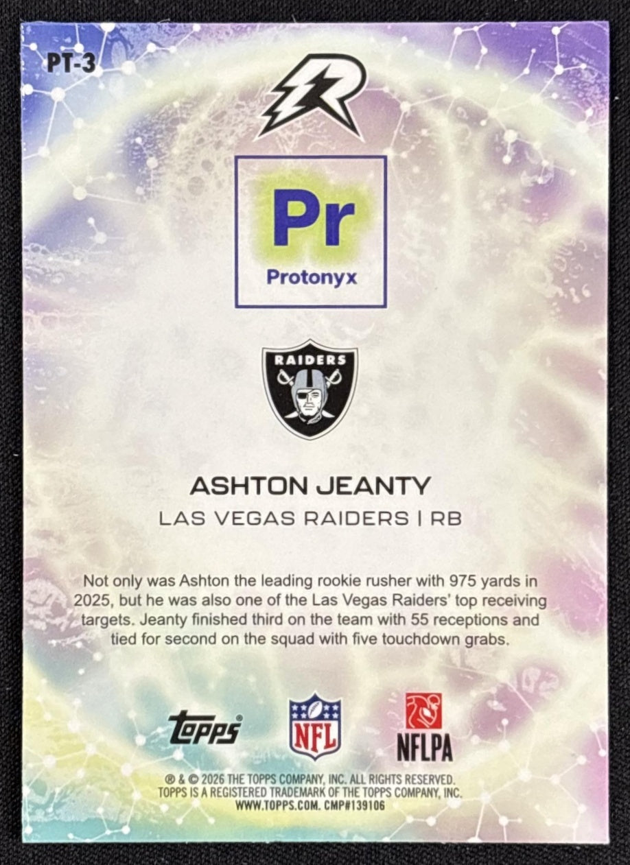 Ashton Jeanty 2025 Topps Resurgence Protonyx White Surge Refractor /125 Raiders