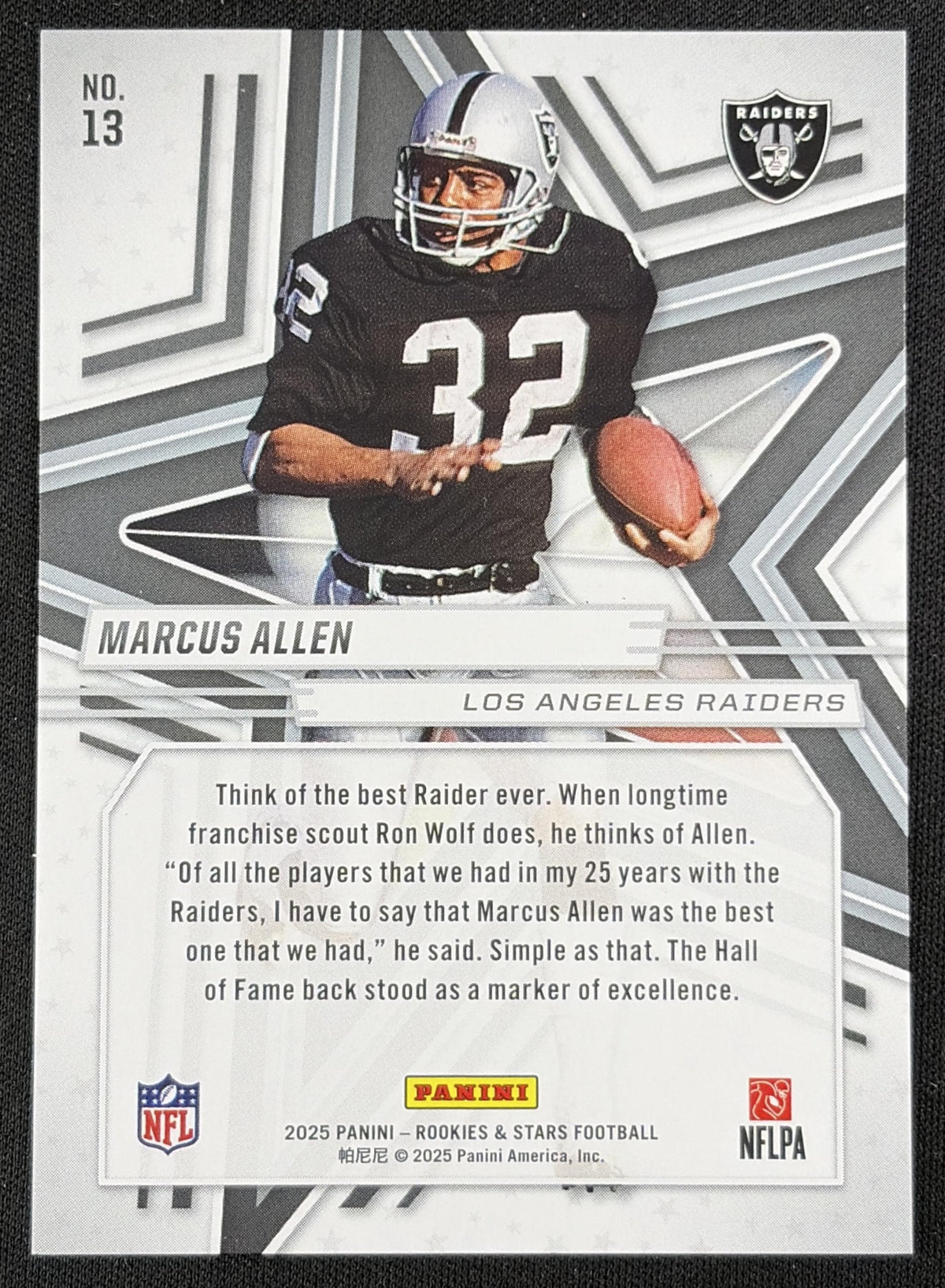 Marcus Allen 2025 Panini Rookies & Stars Orange /249 Raiders