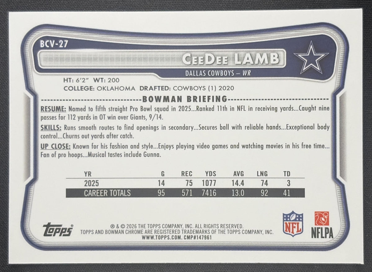 CeeDee Lamb 2026 Bowman Chrome NFL Mojo Refractor Cowboys