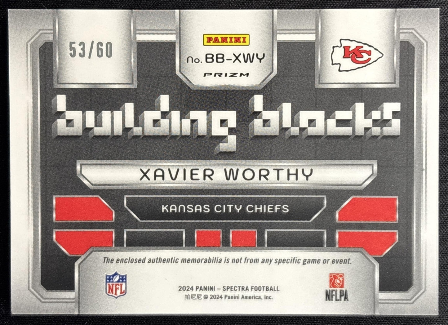 Xavier Worthy 2024 Panini Spectra Building Blocks /60 Chiefs Sports Trading Cards