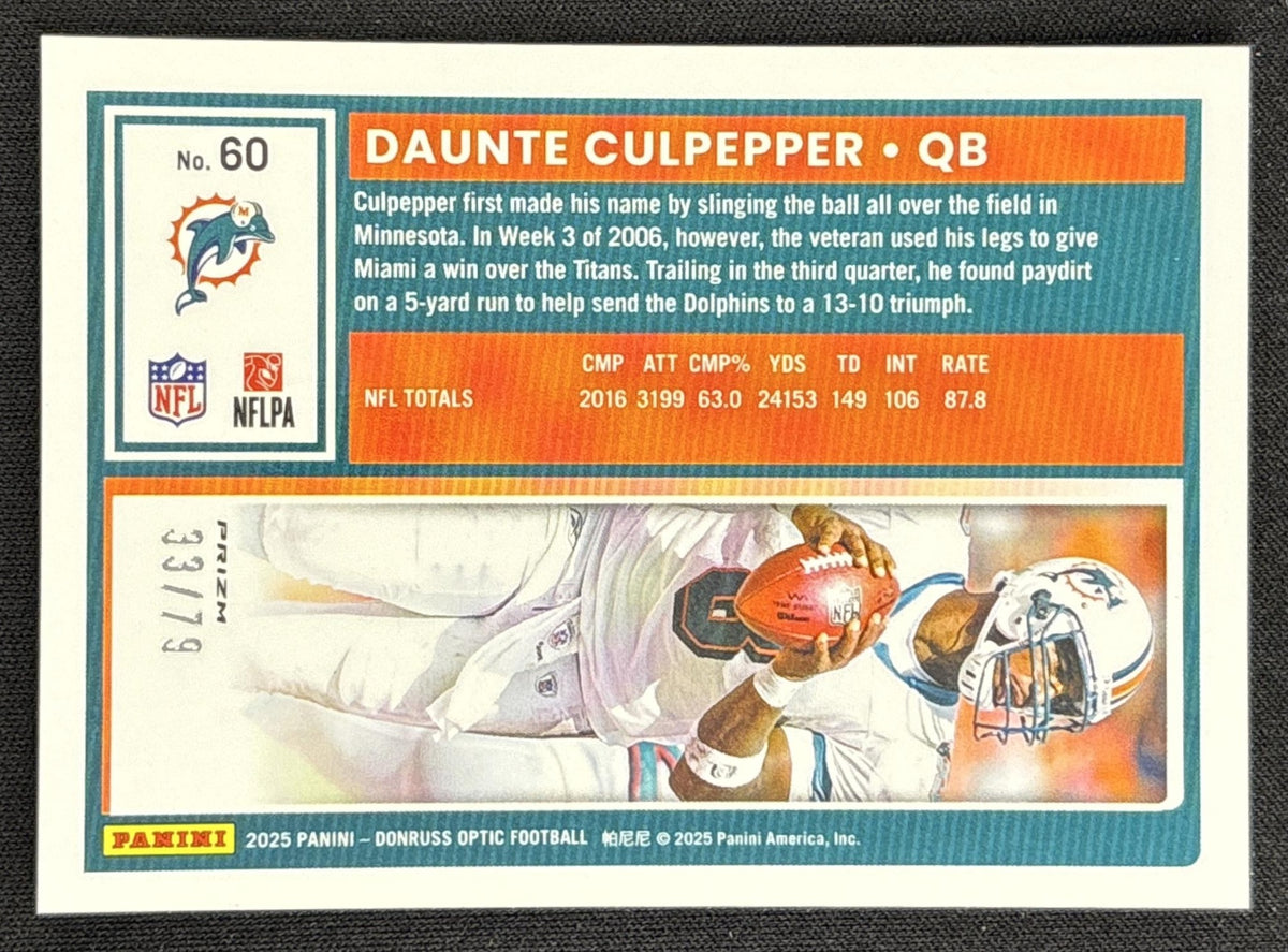 Daunte Culpepper 2025 Panini Donruss Optic Orange Scope Prizm /79 Dolphins