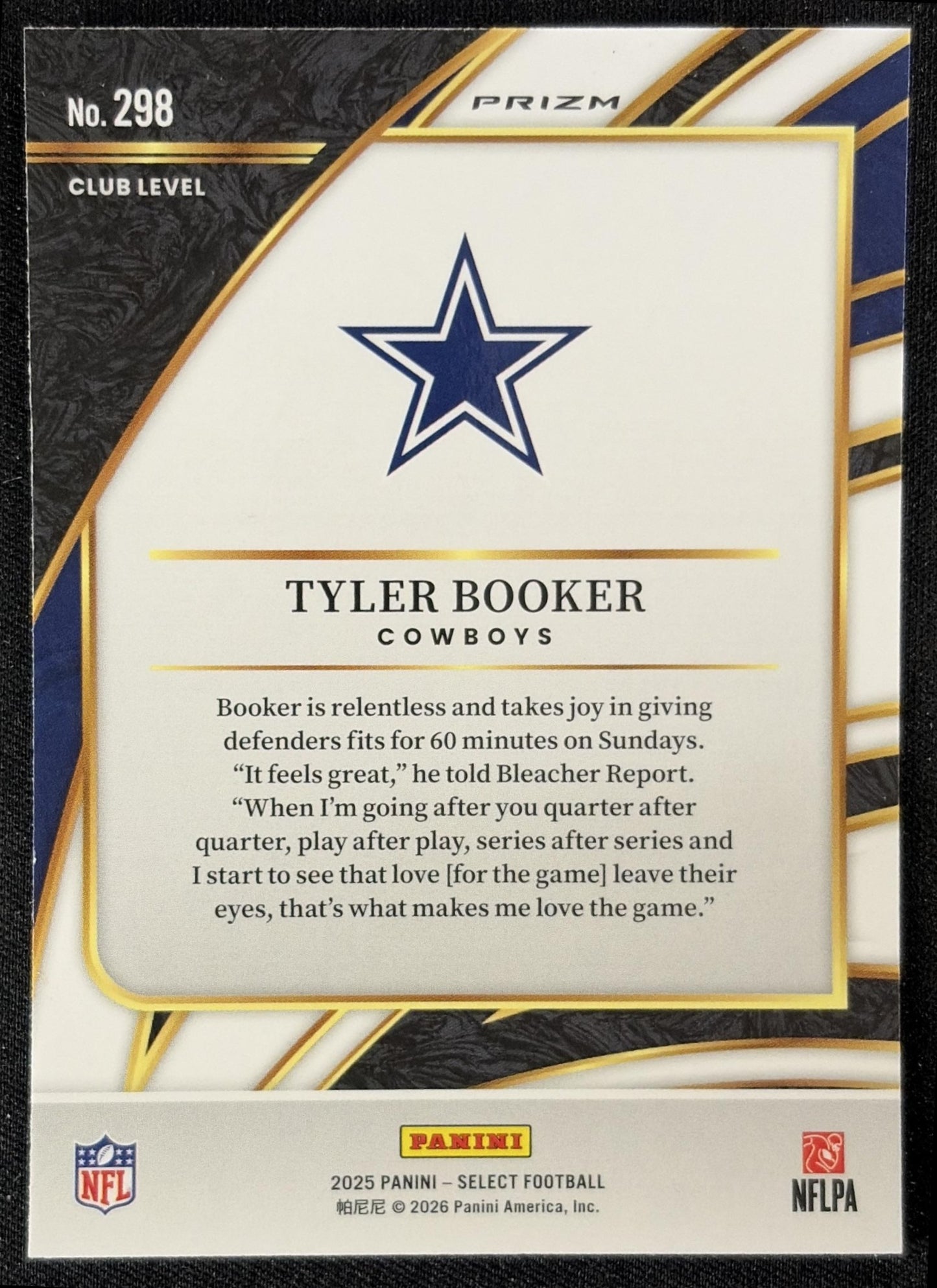 Tyler Booker 2025 Panini Select Club Level Pink Prizm Shock Cowboys