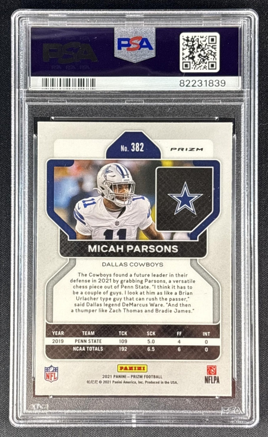 Micah Parsons 2021 Panini Prizm Red Ice PSA 9