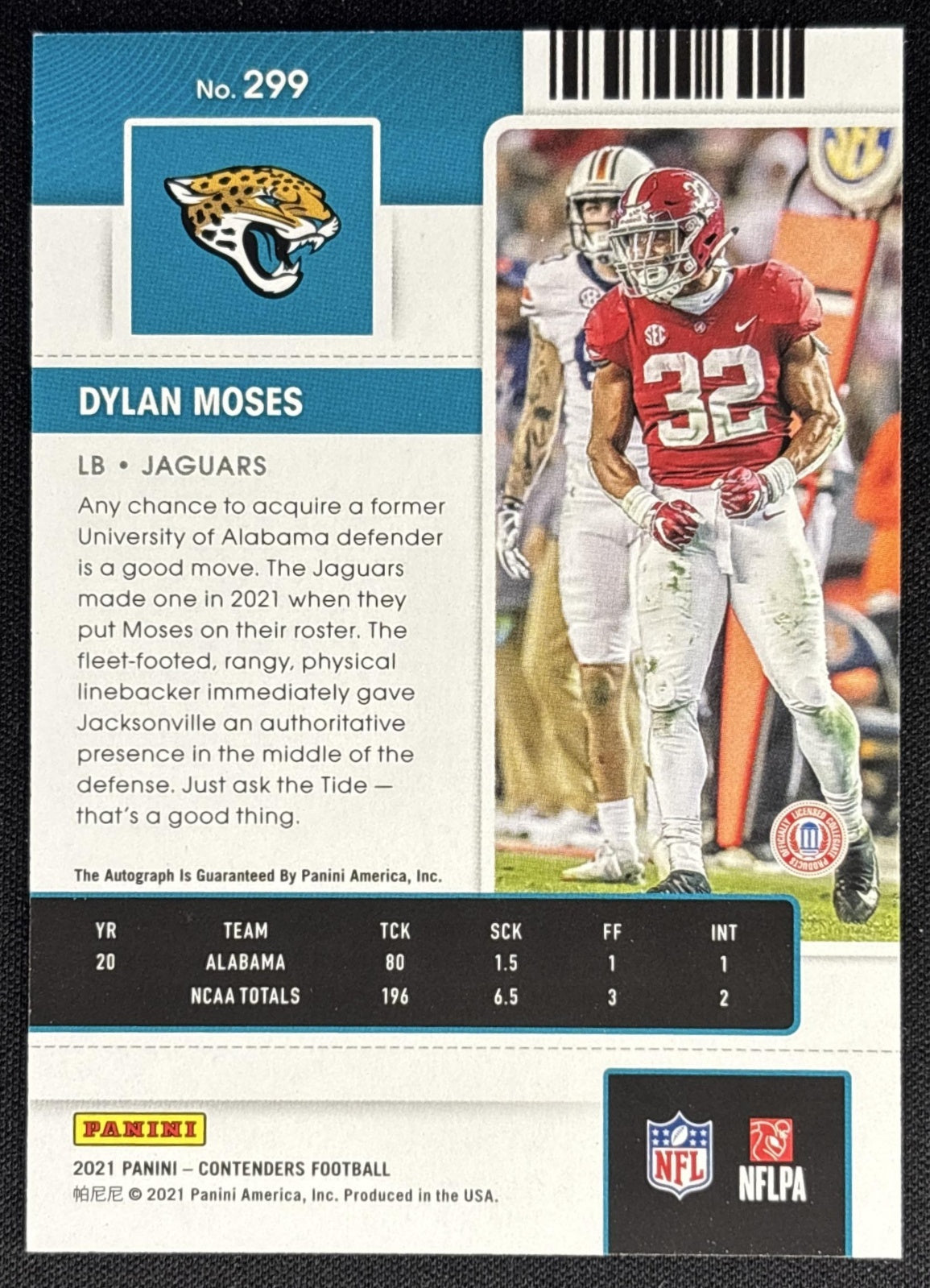 Dylan Moses 2021 Panini Contenders Rookie Ticket Auto Jaguars