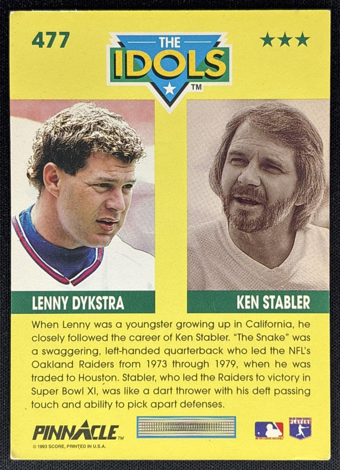 John Elway Roger Staubach ID 1992 Pinnacle Chiefs - Back