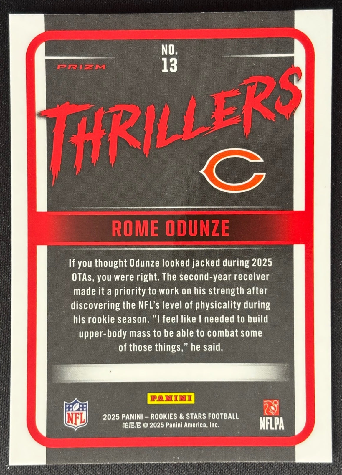 Rome Odunze 2025 Rookies & Stars Thrillers Silver Bears Sports Trading Cards