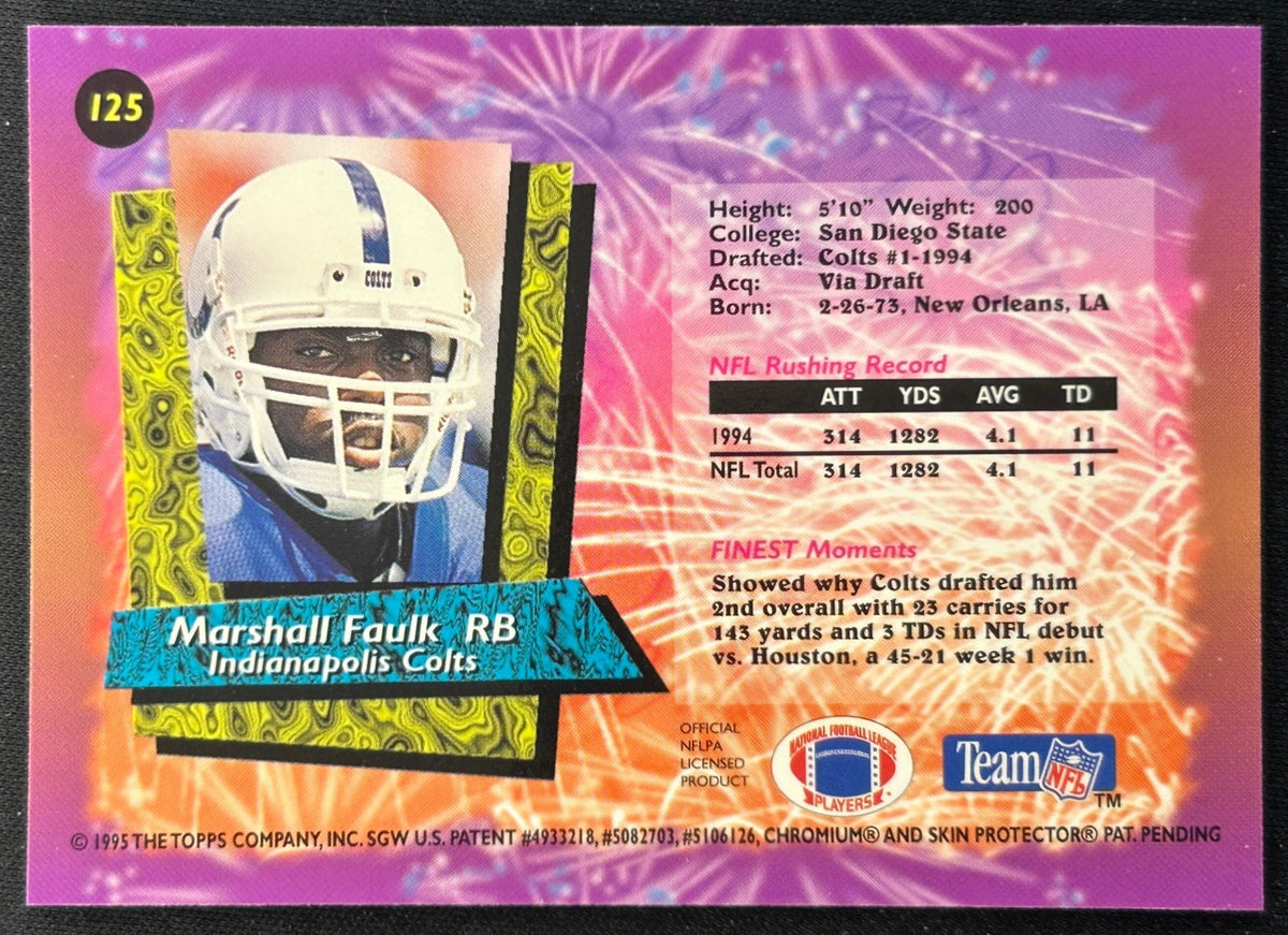 Marshall Faulk 1995 Finest Colts Sports Trading Cards