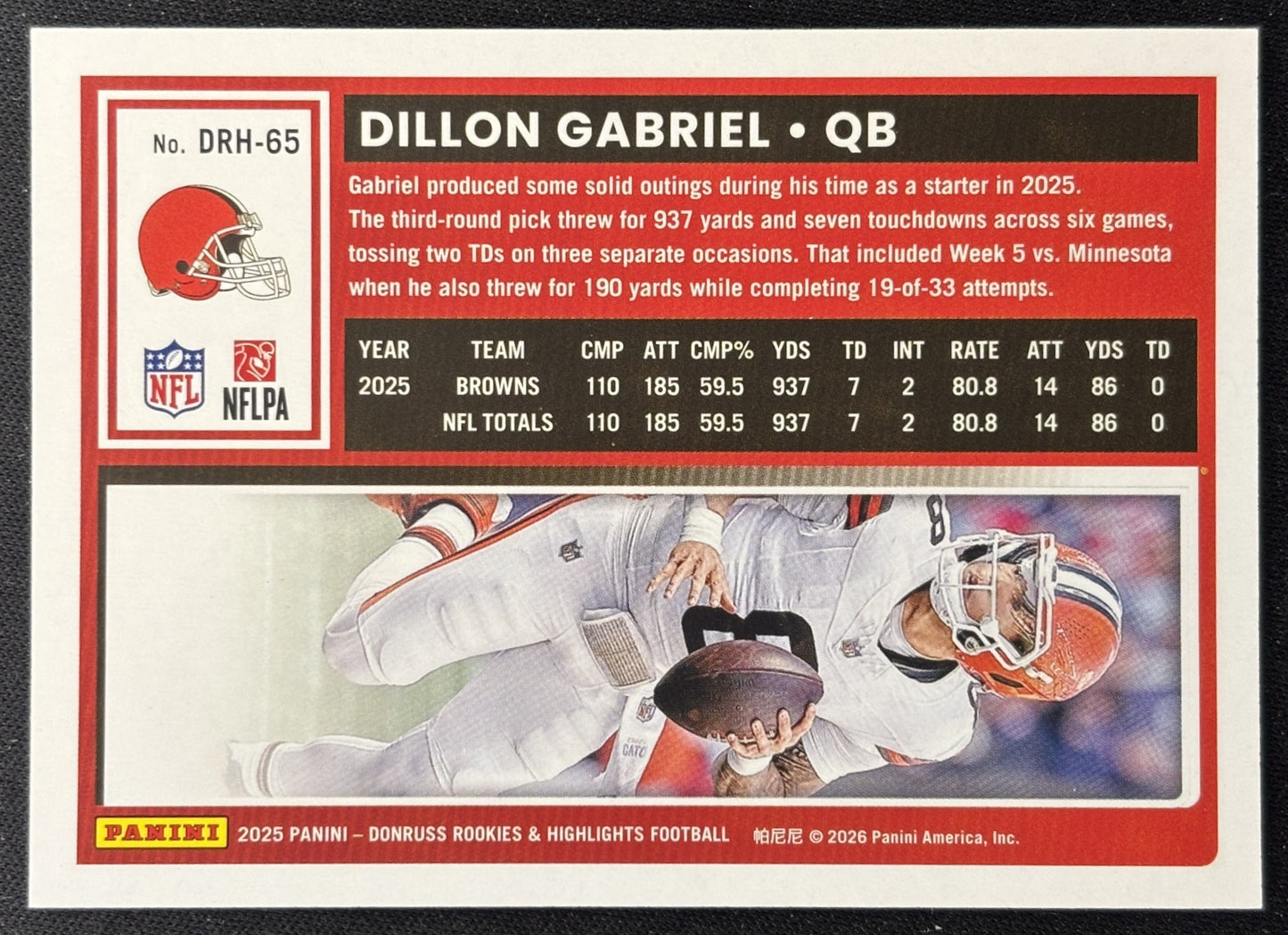 Dillon Gabriel 2025 Panini Donruss Rookies & Highlights Browns Sports Trading Cards