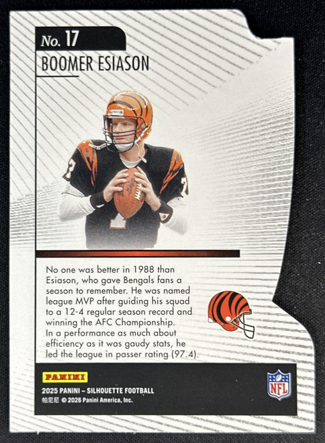 Boomer Esiason 2025 Panini Silhouette Hand Crafted MVP Bengals