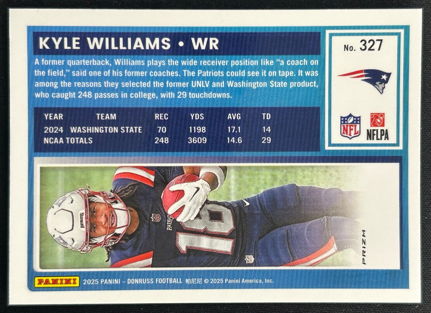 Kyle Williams 2025 Donruss Optic Rated Rookie Preview Red Wave Patriots