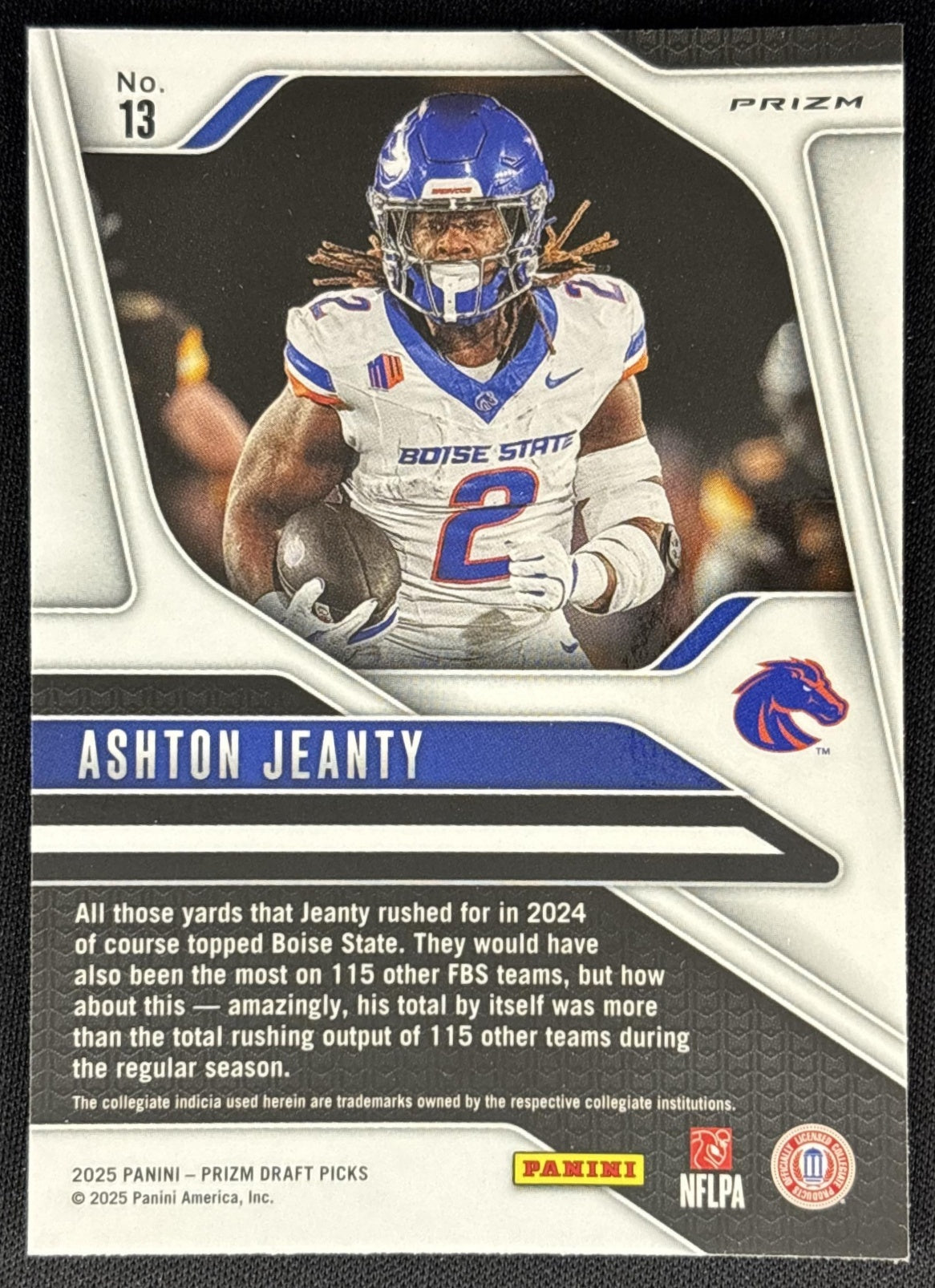 Ashton Jeanty 2025 Panini Prizm Draft Picks Red Ice Raiders back