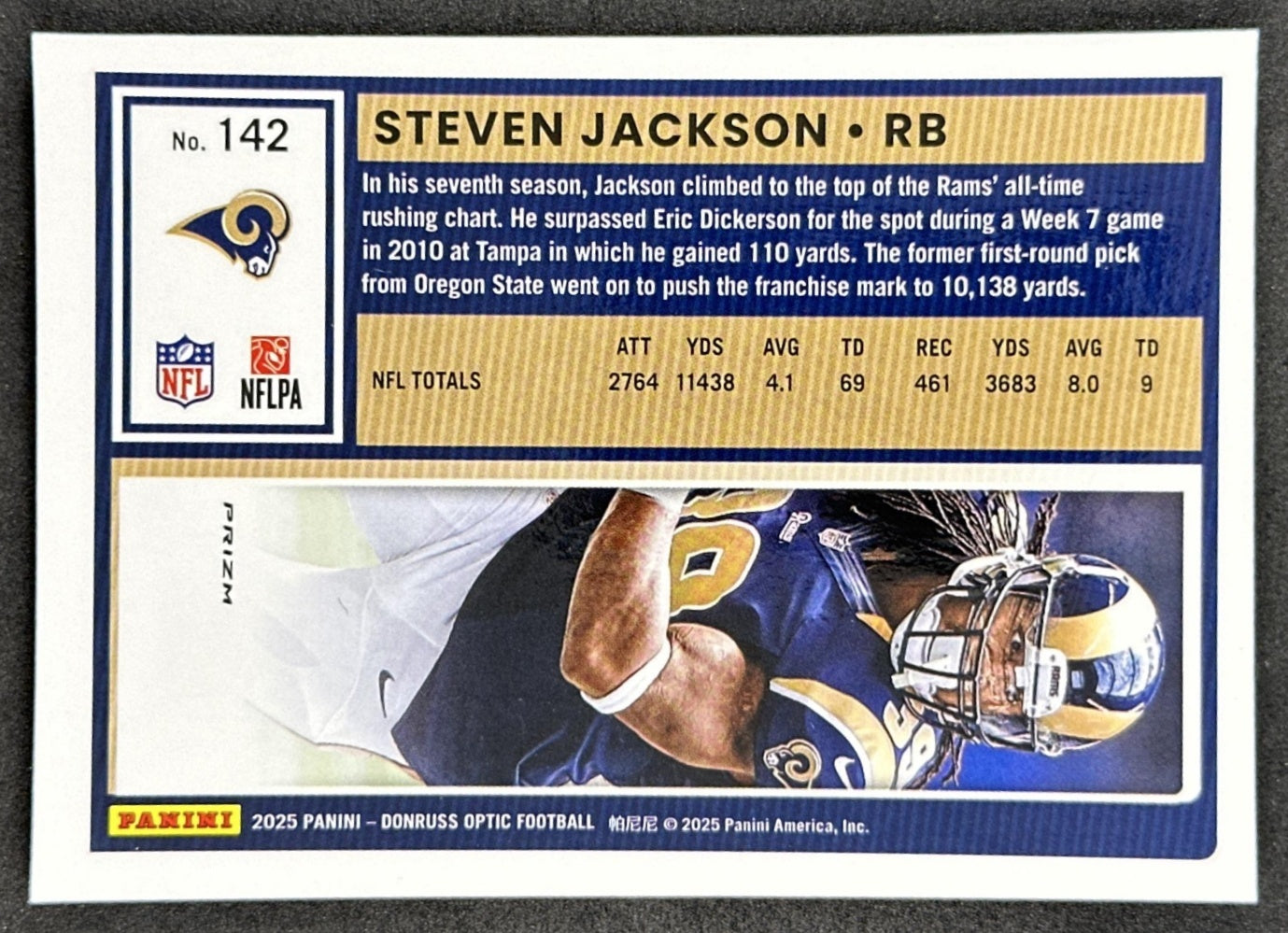 Steven Jackson 2025 Panini Donruss Optic Holo Prizm Rams Back
