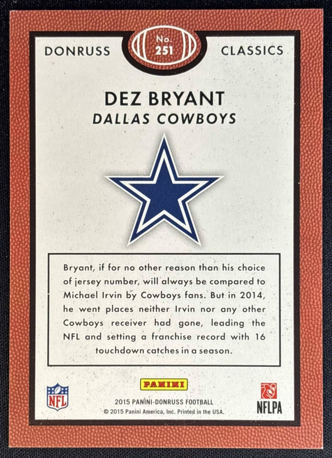 Dez Bryant 2015 Panini Donruss Stat Line Career Green /381 Cowboys back