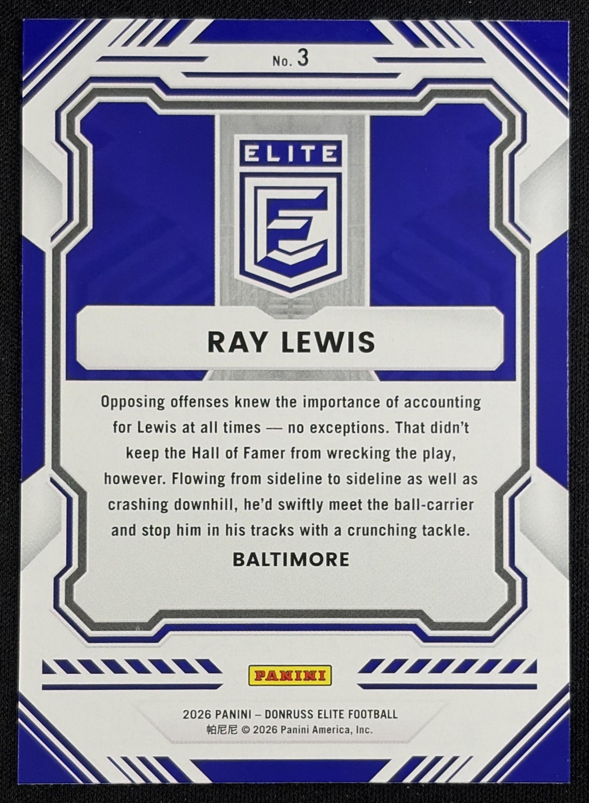 Ray Lewis 2026 Panini Donruss Elite Pink Ravens
