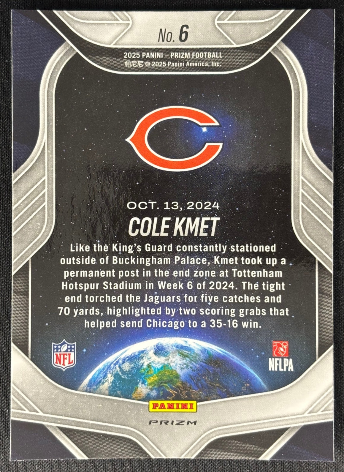 Cole Kmet 2025 Prizm Global Reach Silver Bears