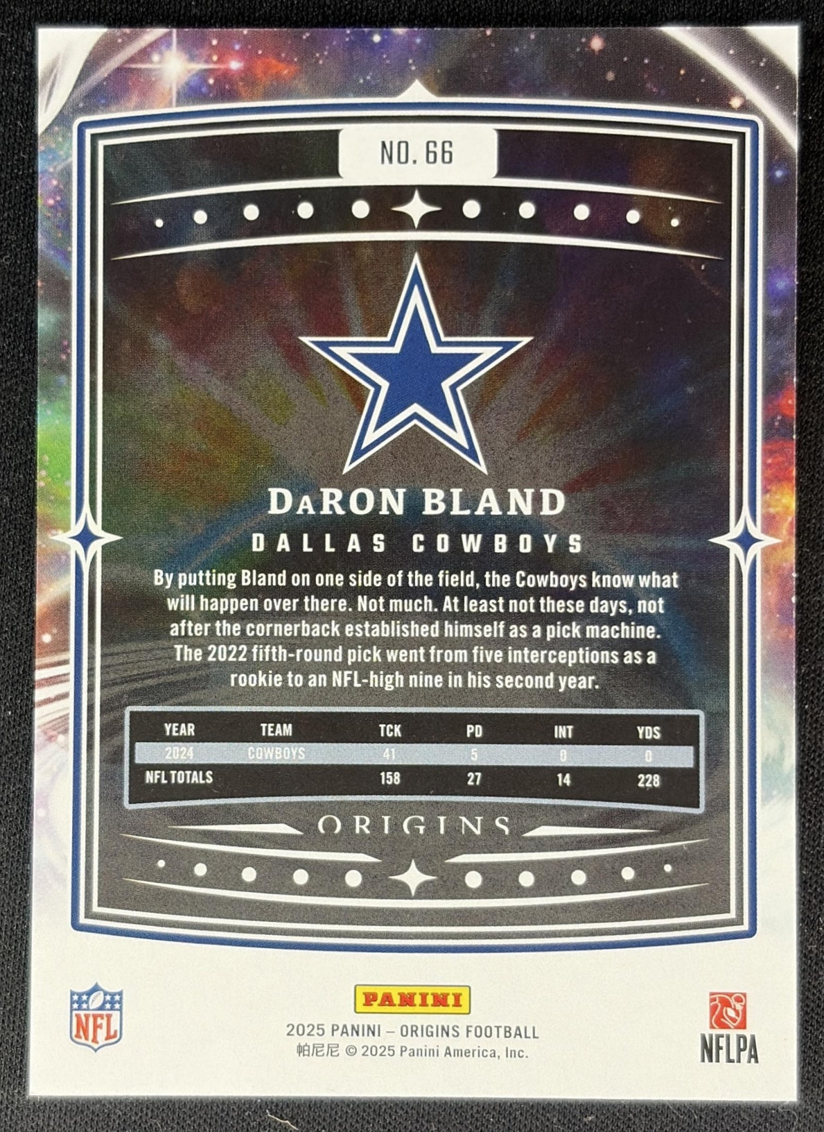 DaRon Bland 2025 Panini Origins Cowboys back