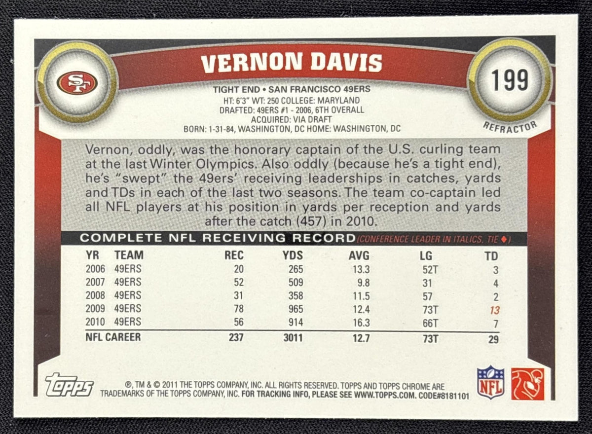 Vernon Davis 2011 Topps Chrome Refractor 49ers