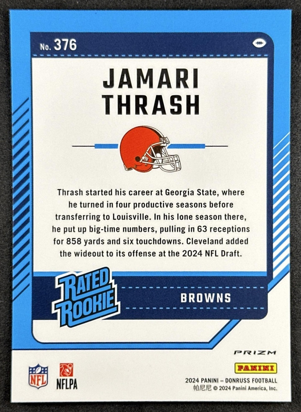 Jamari Thrash 2024 Panini Donruss Optic Rated Rookie Preview Pink Browns Sports Trading Cards