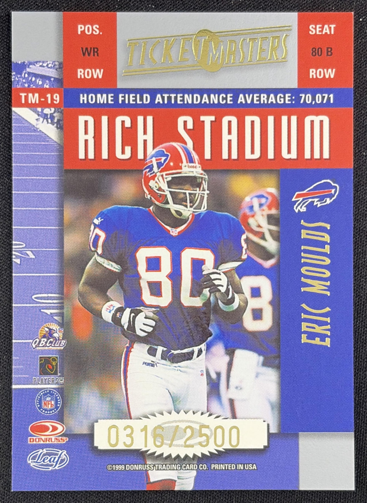 Eric Moulds Doug Flutie 1999 Leaf Rookies & Stars Ticket Masters /2500 Buffalo Bills