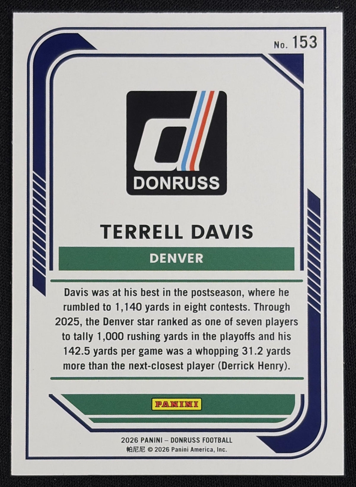 Terrell Davis 2026 Panini Donruss Lighting Broncos