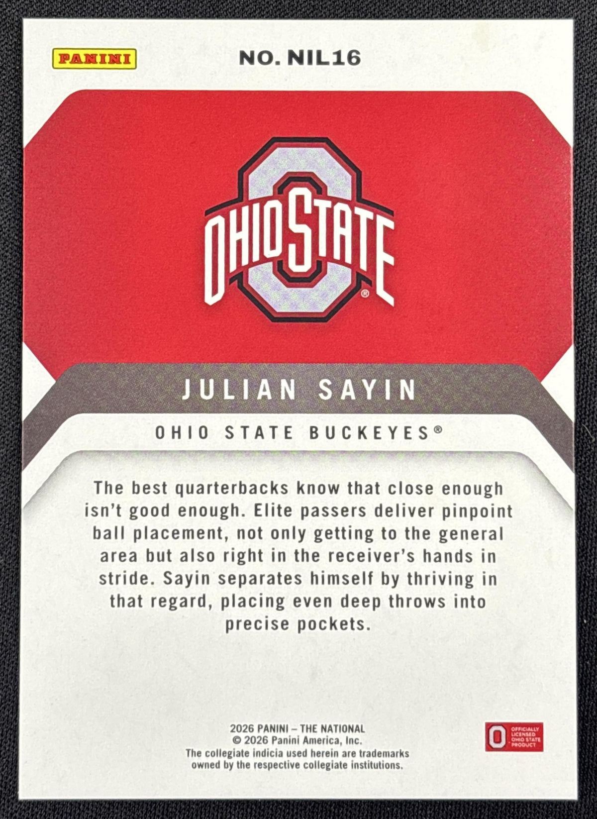 Julian Sayin 2026 Panini NSCC Silver Pack