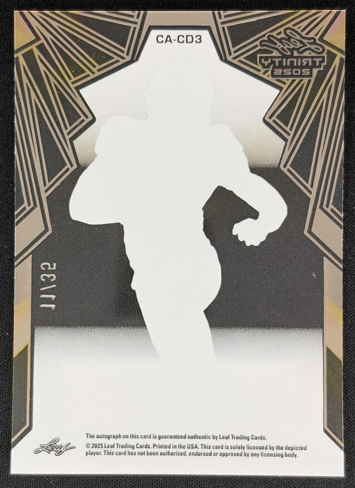 Caden Durham 2025 Leaf Trinity- Clear Auto Blue /35 back