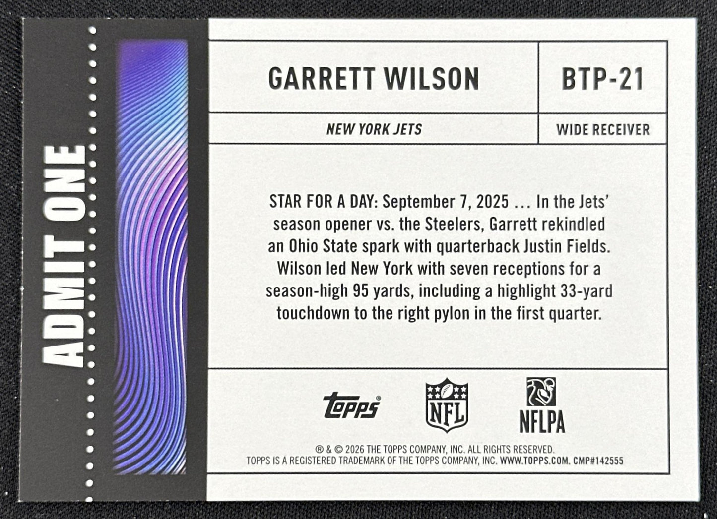Garrett Wilson 2026 Topps Flagship Big Ticket Players Jets