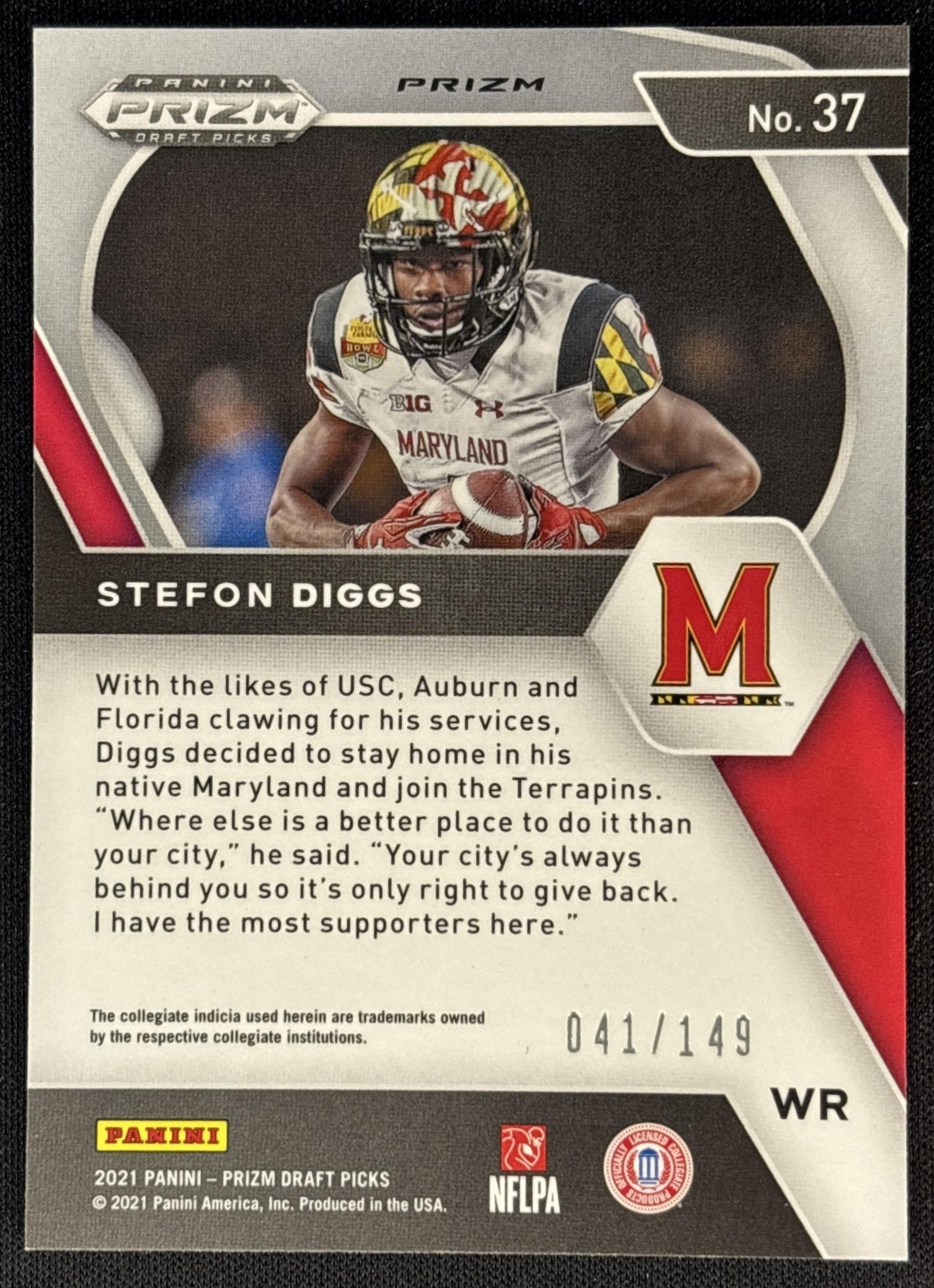 Stefon Diggs 2021 Panini Prizm Draft Picks Collegiate Purple Ice /149