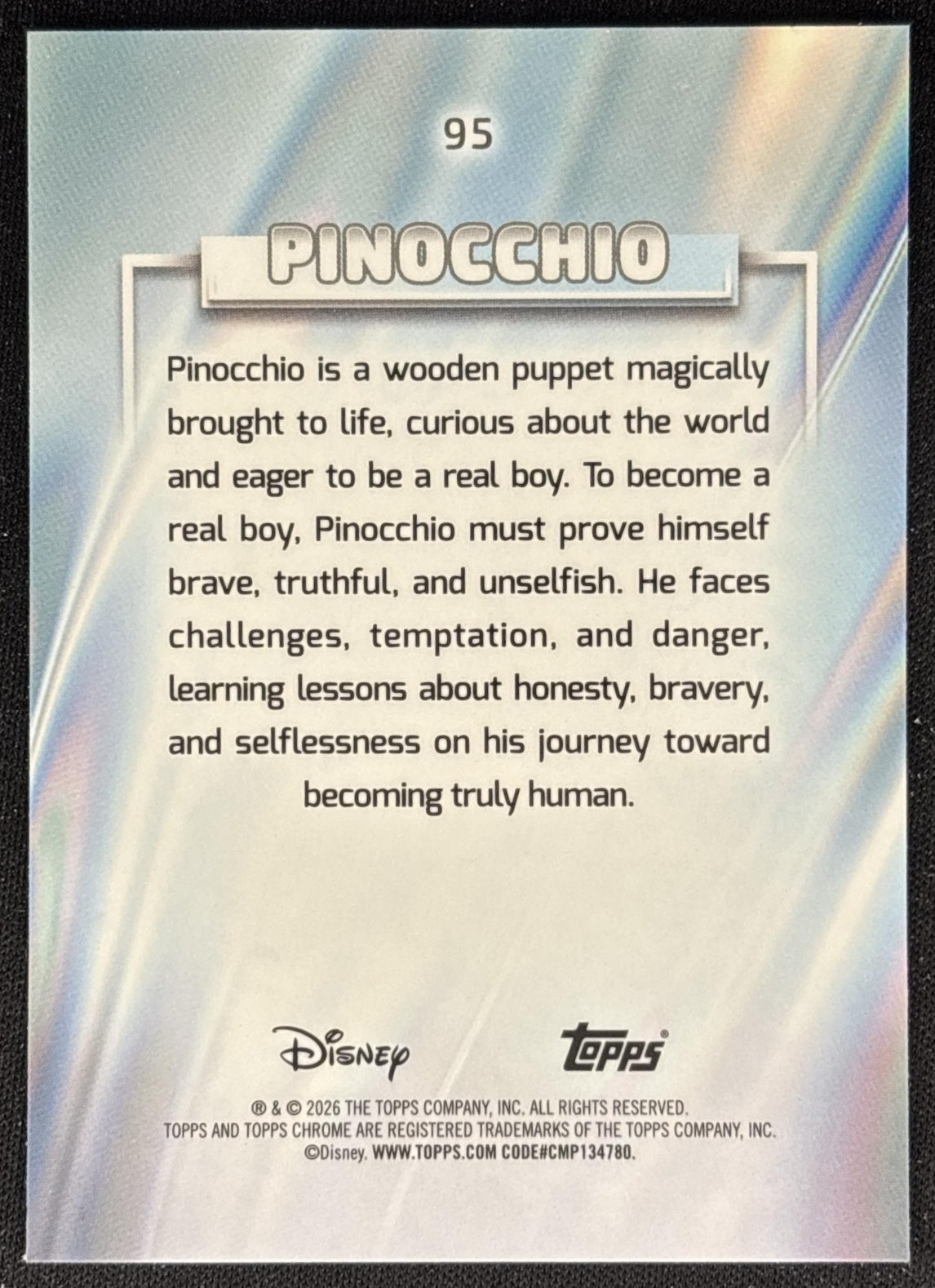 Pinocchio 2026 Topps Chrome Disney 2022 back