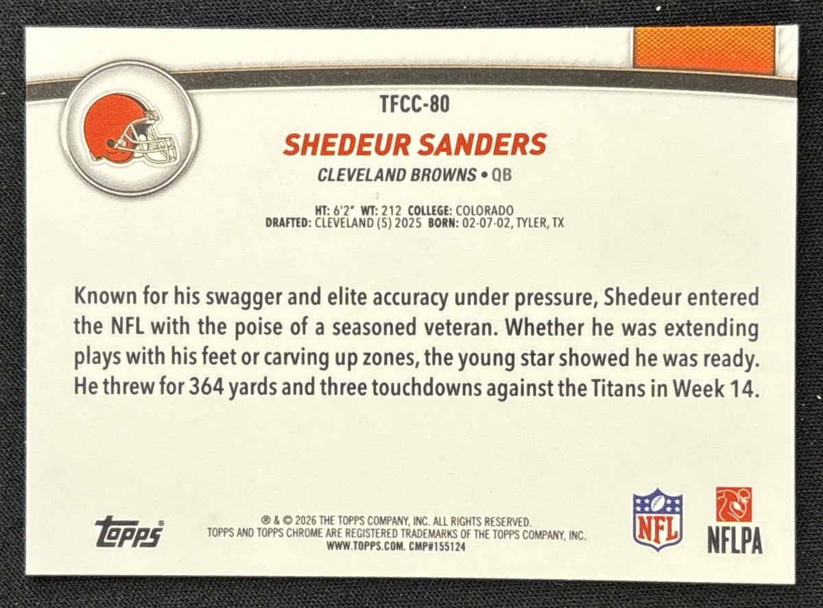 Shedeur Sanders 2026 Topps The Collection Chrome Browns