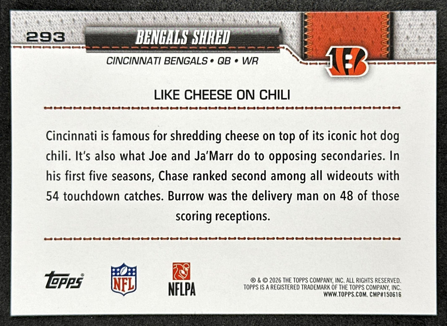 Bengals Shred 2026 Topps Flagship Bengals Sports Trading Cards