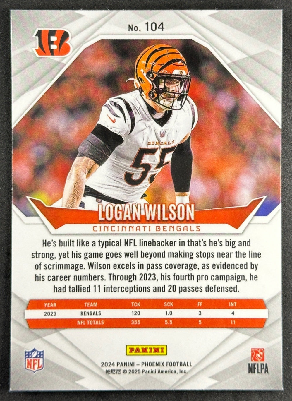 Logan Wilson 2024 Panini Phoenix International Glitter Bengals Sports Trading Cards