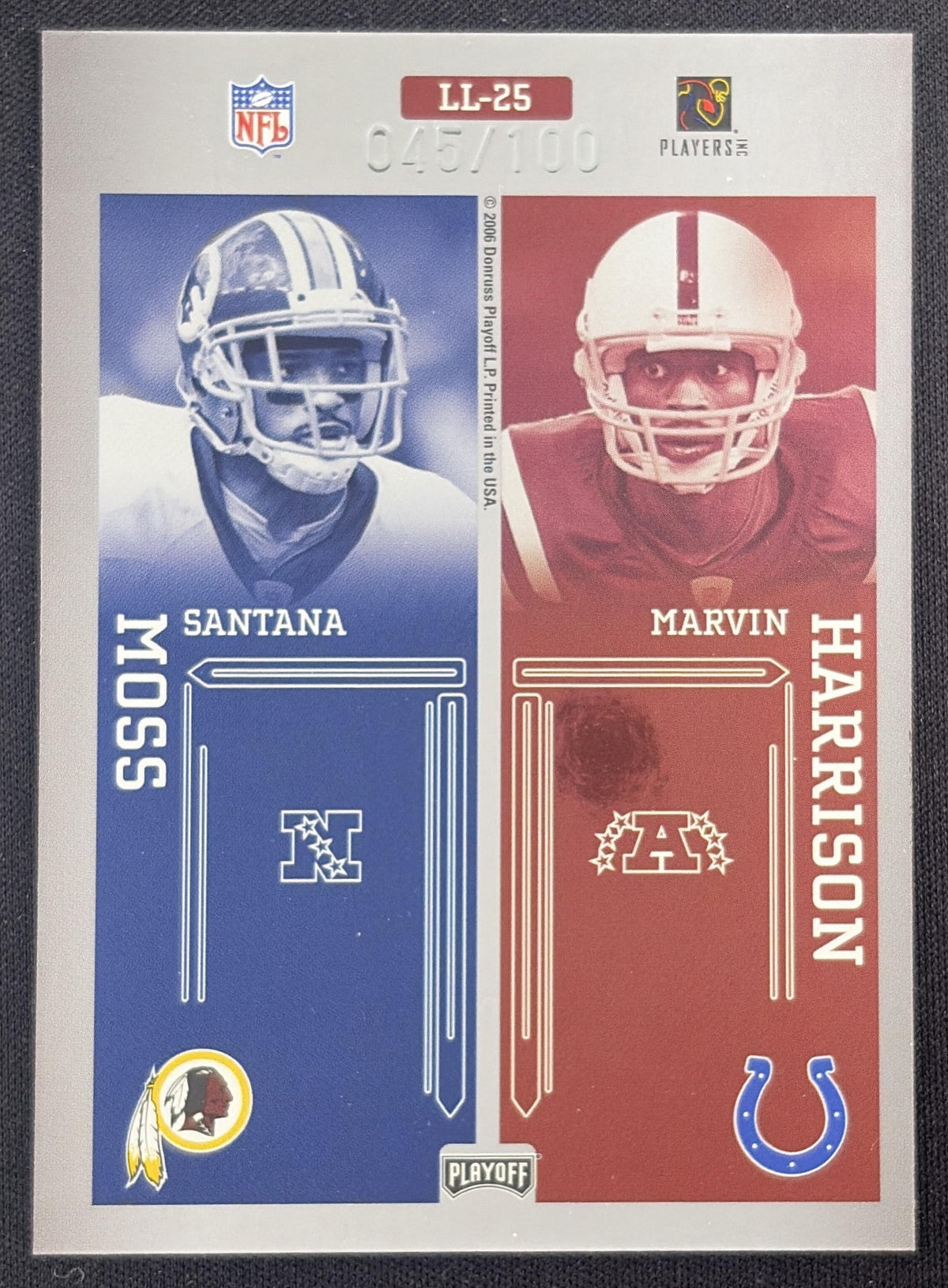 Steve Smith Chad Johnson Santana Moss Marvin Harrison 2006 Playoff Prestige League Leaders Foil /100 Panthers Colts Redskins Bengals