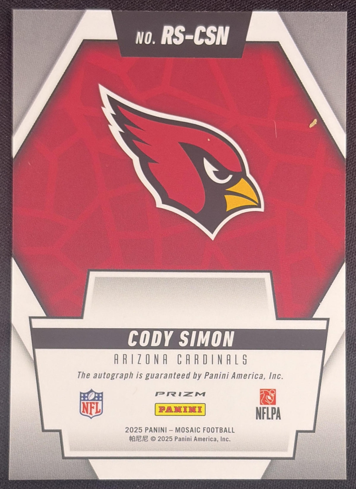 Cody Simon 2025 Panini Mosaic Rookie Scripts Cardinals