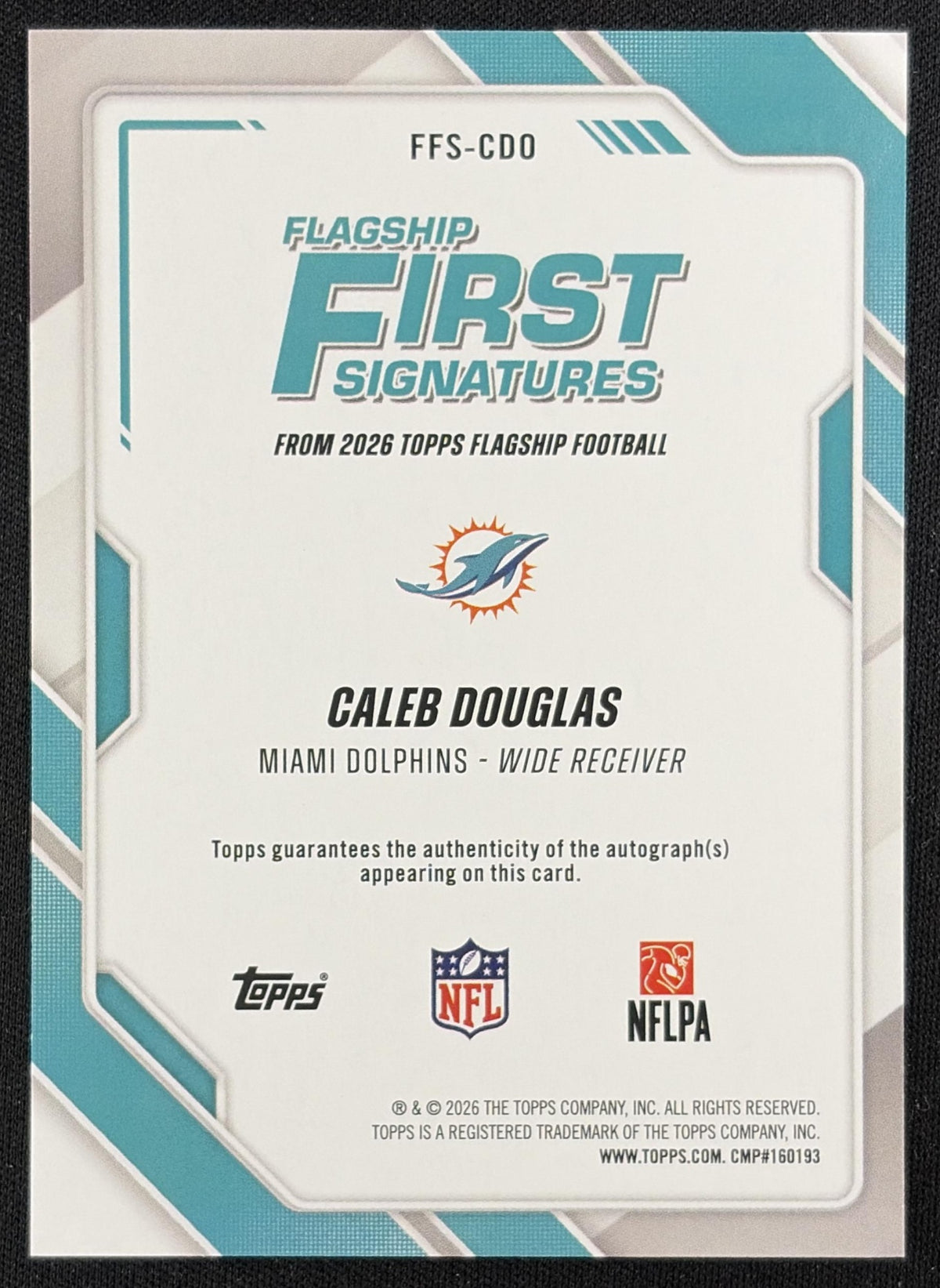 Caleb Douglas 2026 Topps First Signatures Dolphins