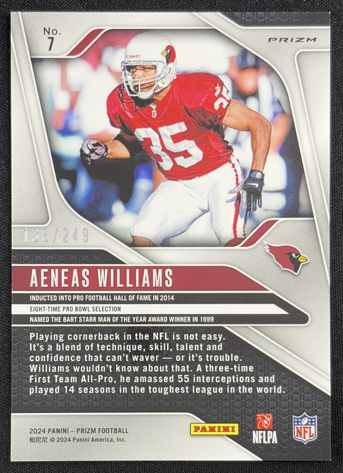 Aeneas Williams 2024 Panini Prizm Orange /249 Cardinals