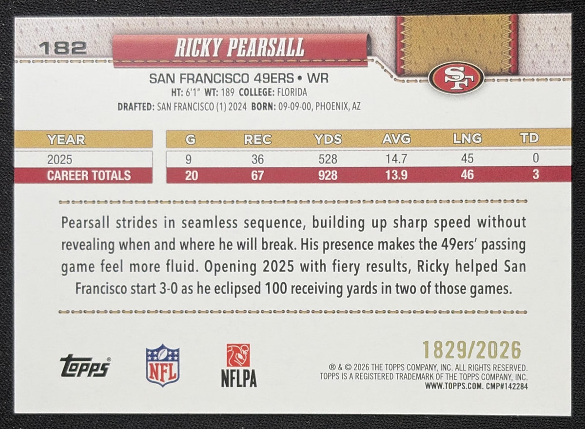 Ricky Pearsall 2026 Topps Gold /2026 49ers