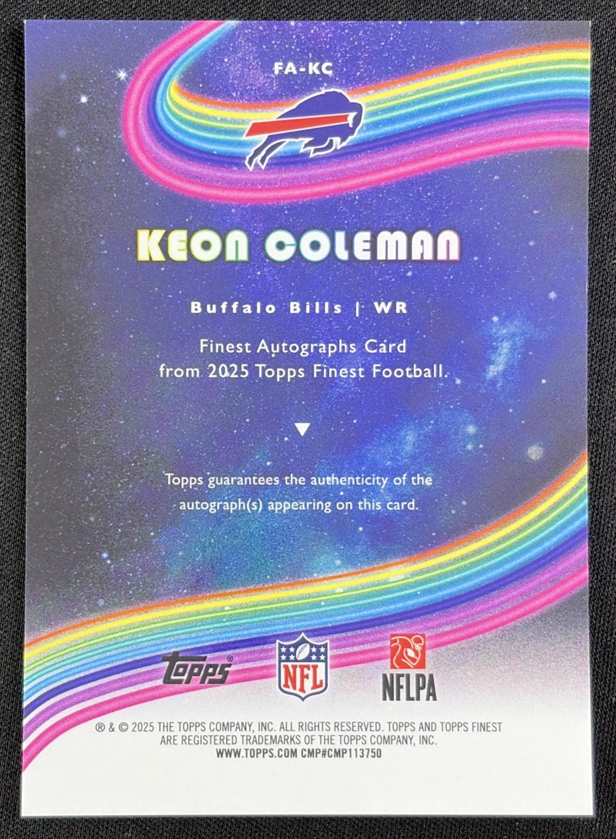 Keon Coleman 2025 Topps Finest Auto Bills
