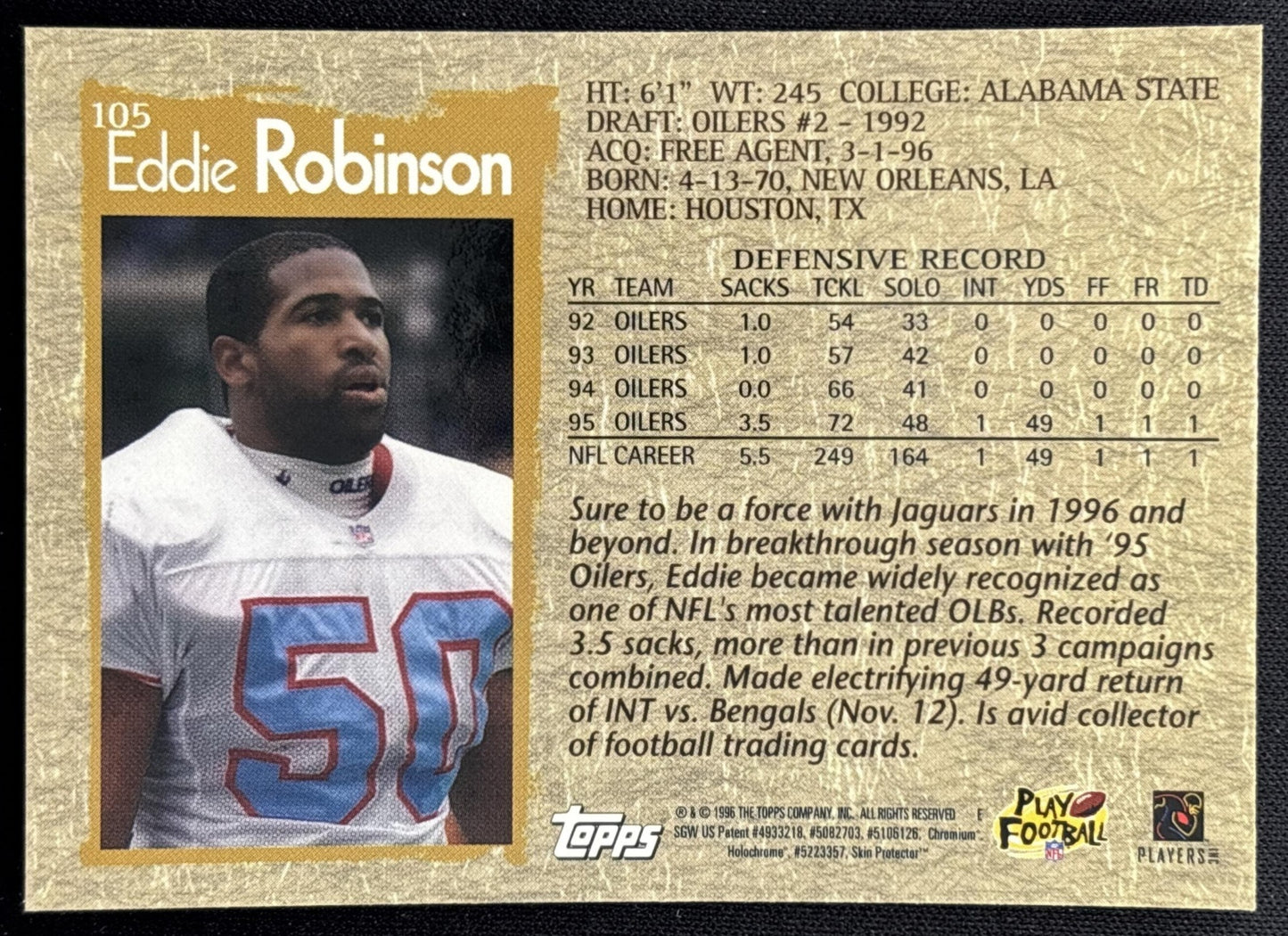 Eddie Robinson 1996 Topps Chrome Titans Sports Trading Cards