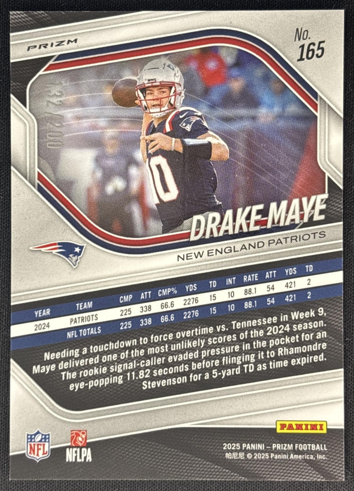 Drake Maye 2025 Panini Prizm Hyper /200 Patriots back