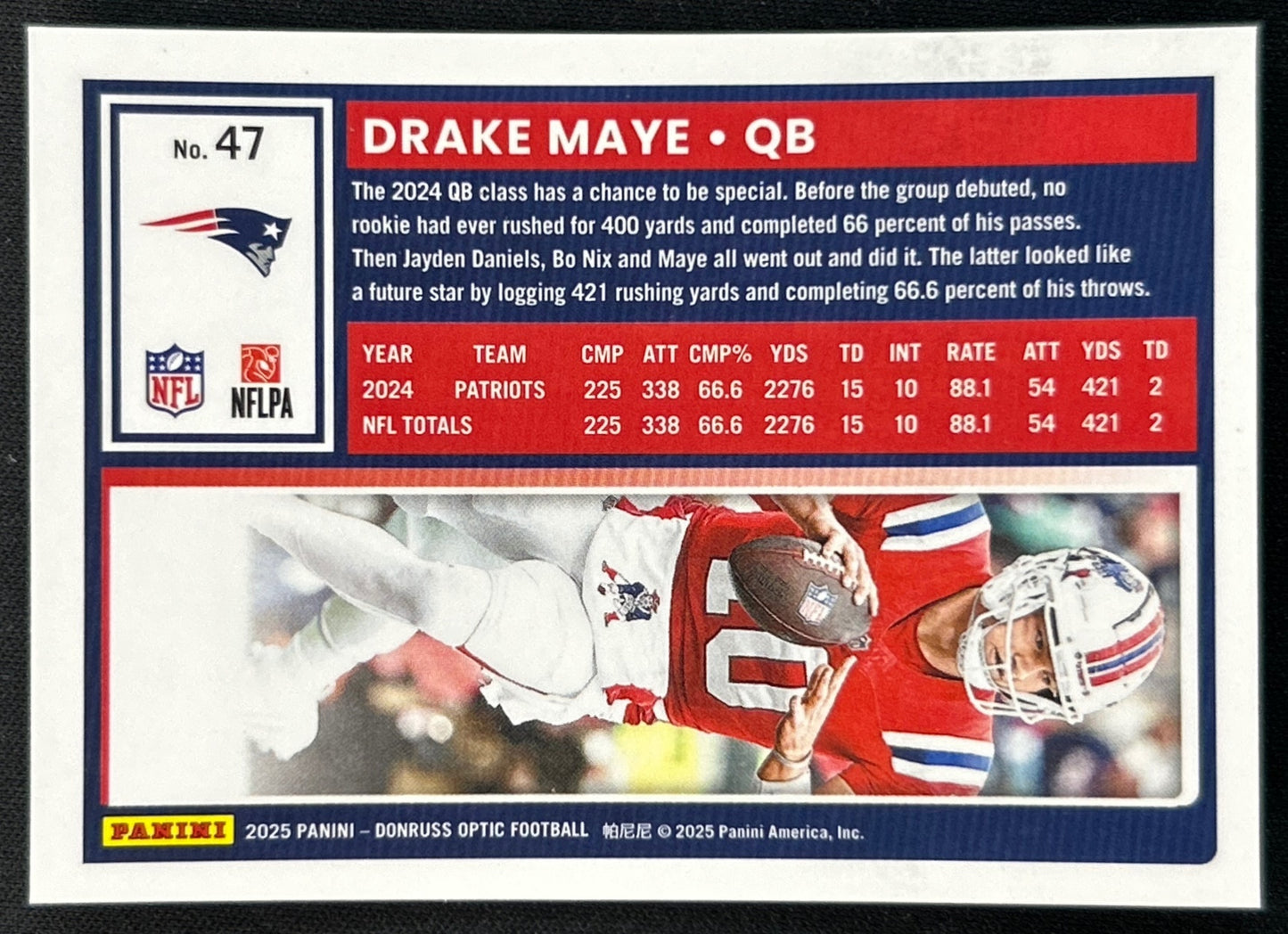 Drake Maye 2025 Donruss Optic Patriots Sports Trading Card